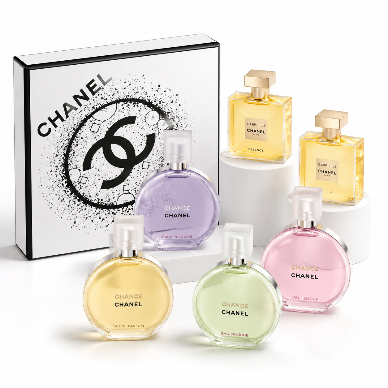 37d2619b-1aa7-4d0f-9d3a-c563592eb84f ست ۶ عددی عطر زنانه شنل (Chanel) مدل Discovery Set – کالکشن محبوب Chance و Gabrielle با باکس اختصاصی - Image 1