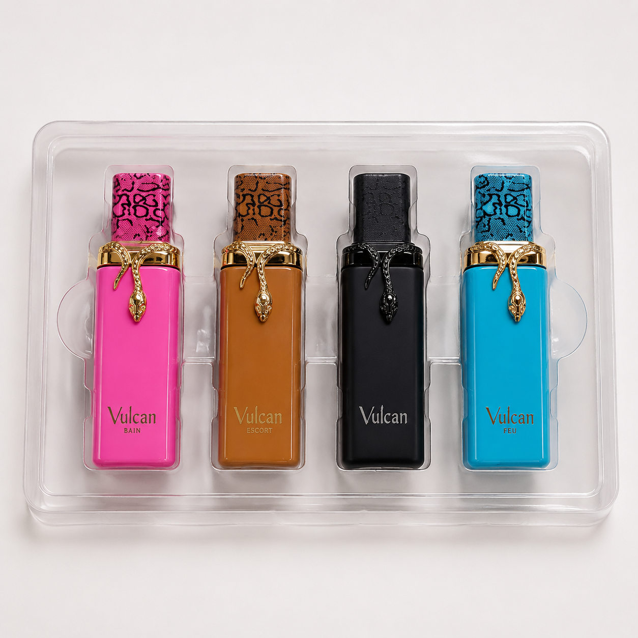 84906784-5d80-41a3-89ea-a7ffd2eddb2d ست ۴ عددی عطر زنانه و مردانه ولکان (Vulcan) مدل Snake Edition – پک هدیه لوکس - Image 1