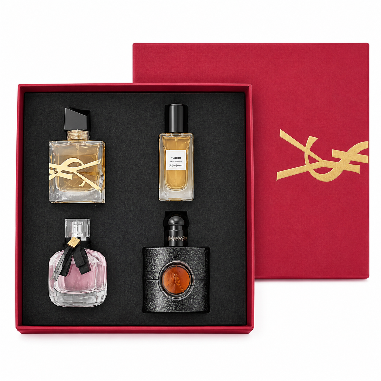 b38a2ceb-0971-4a3b-91bb-9550fd917c04 ست ۴ عددی عطر ایو سن لوران (YSL) مدل Luxury Gift Set – شامل Libre، Black Opium، Mon Paris و Tuxedo - Image 1