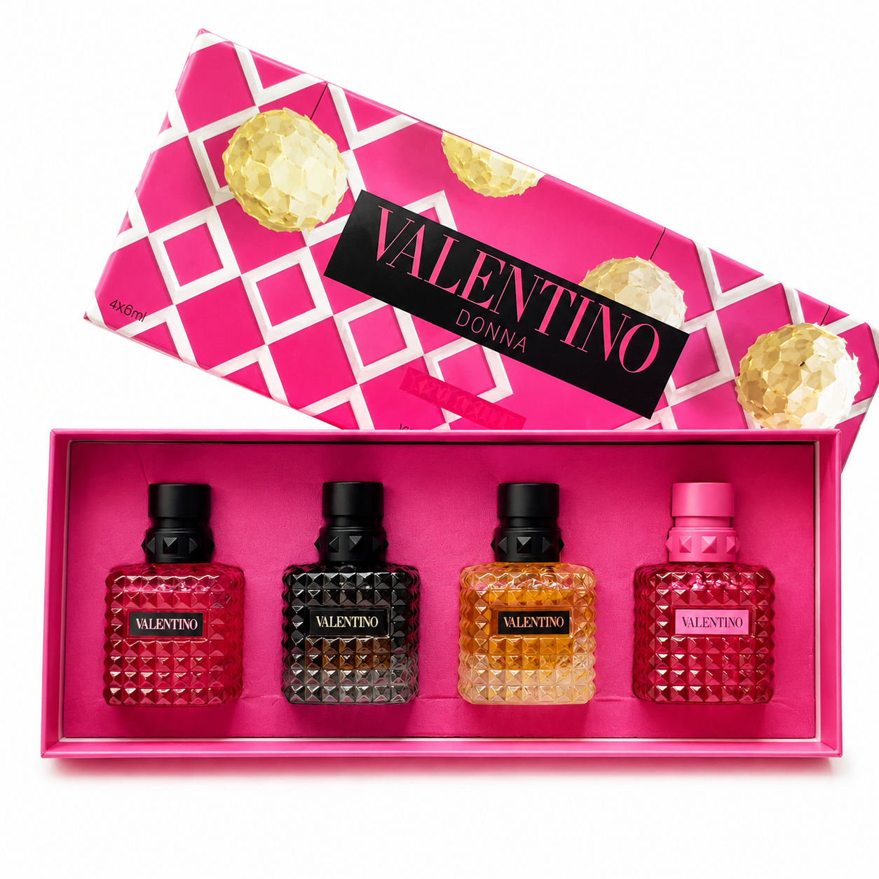 e4a071c3-698e-46dc-9d07-7841244a3905 ست ۴ عددی عطر زنانه والنتینو (Valentino) مدل Donna Born in Roma – پک هدیه لوکس شامل ۴ مینیاتوری - Image 1