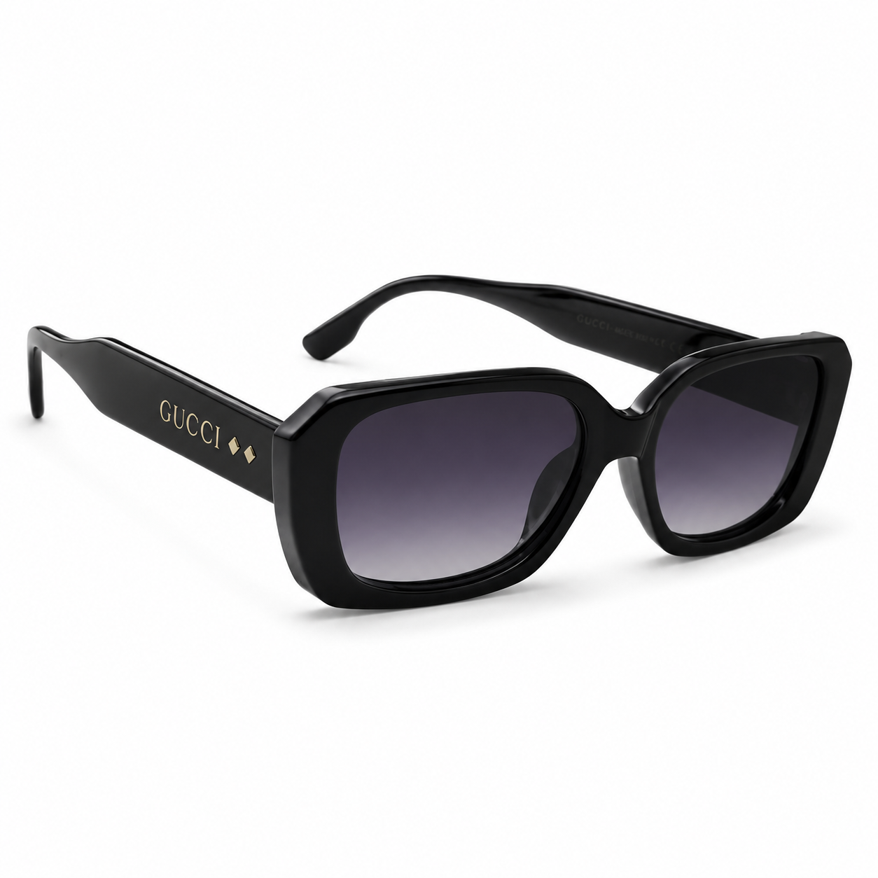 e9b1f309-0f31-403d-852c-4f4785c268fd عینک آفتابی زنانه گوچی (GUCCI) مدلZT7053 فریم مستطیلی ضخیم - مشکی براق با عدسی سایهروشن - Image 1